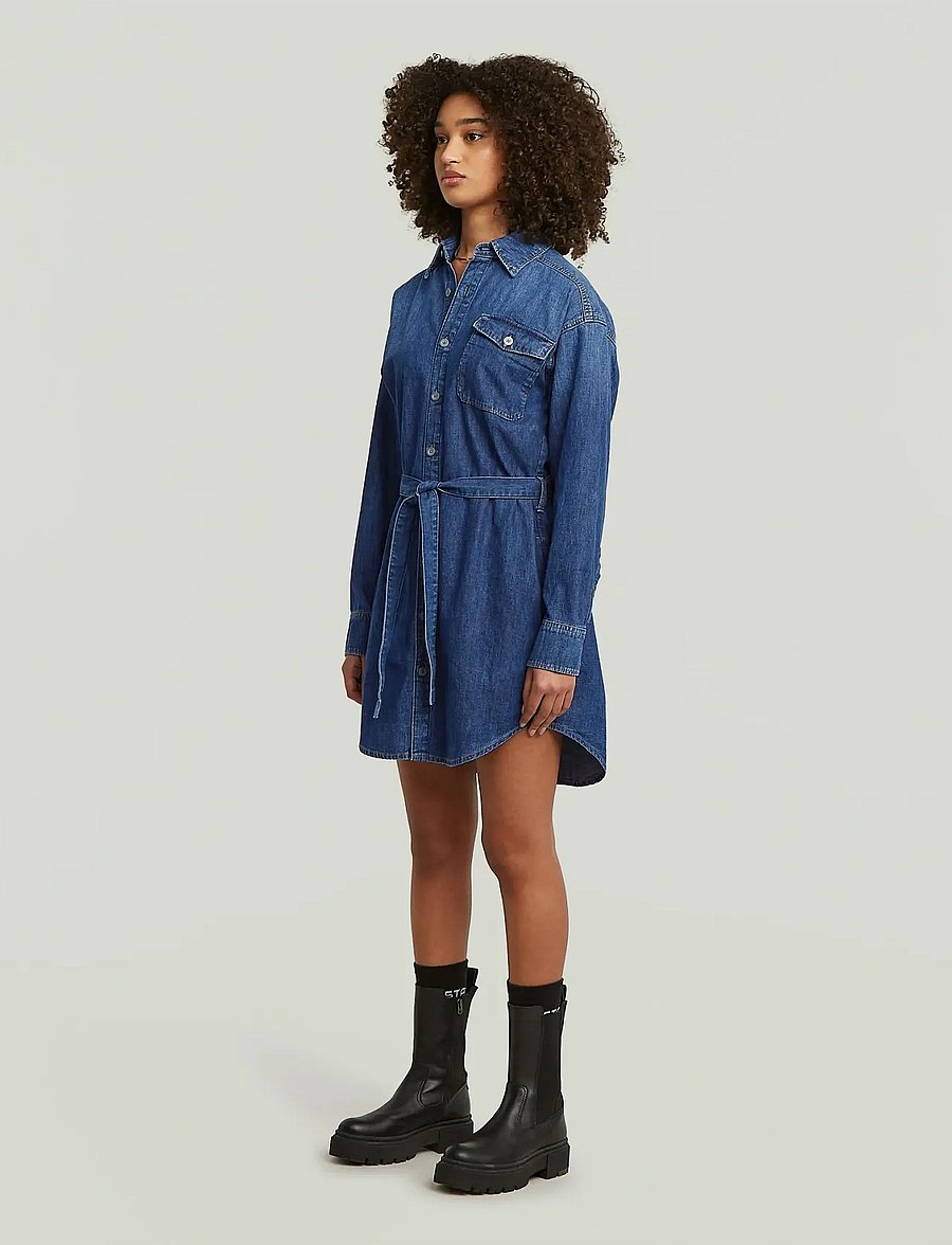 G-Star - Belted Shirt Dress l\s wmn - shirt dresses - worn in windward - 4