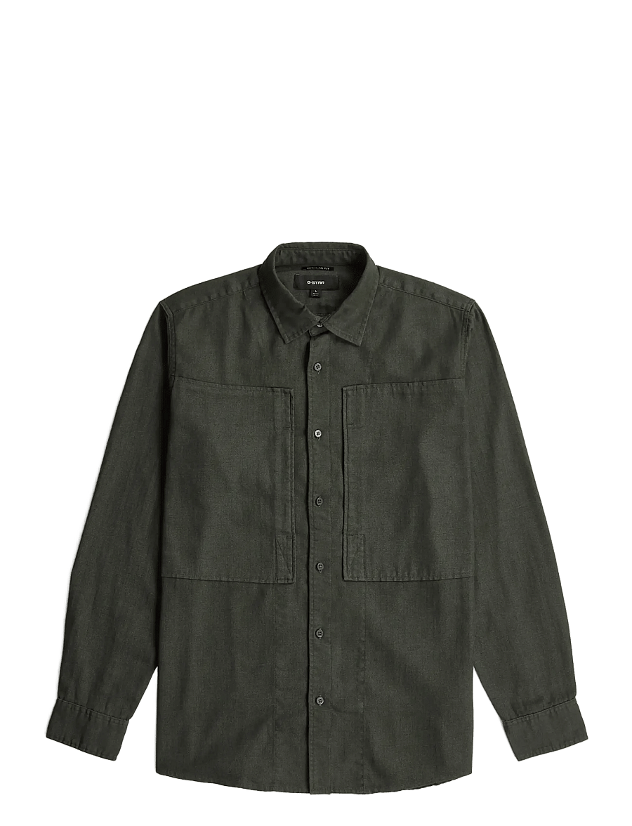 G-Star - Panelled Pkt Regular Shirt l\s - džinsa krekli - asfalt gd - 0