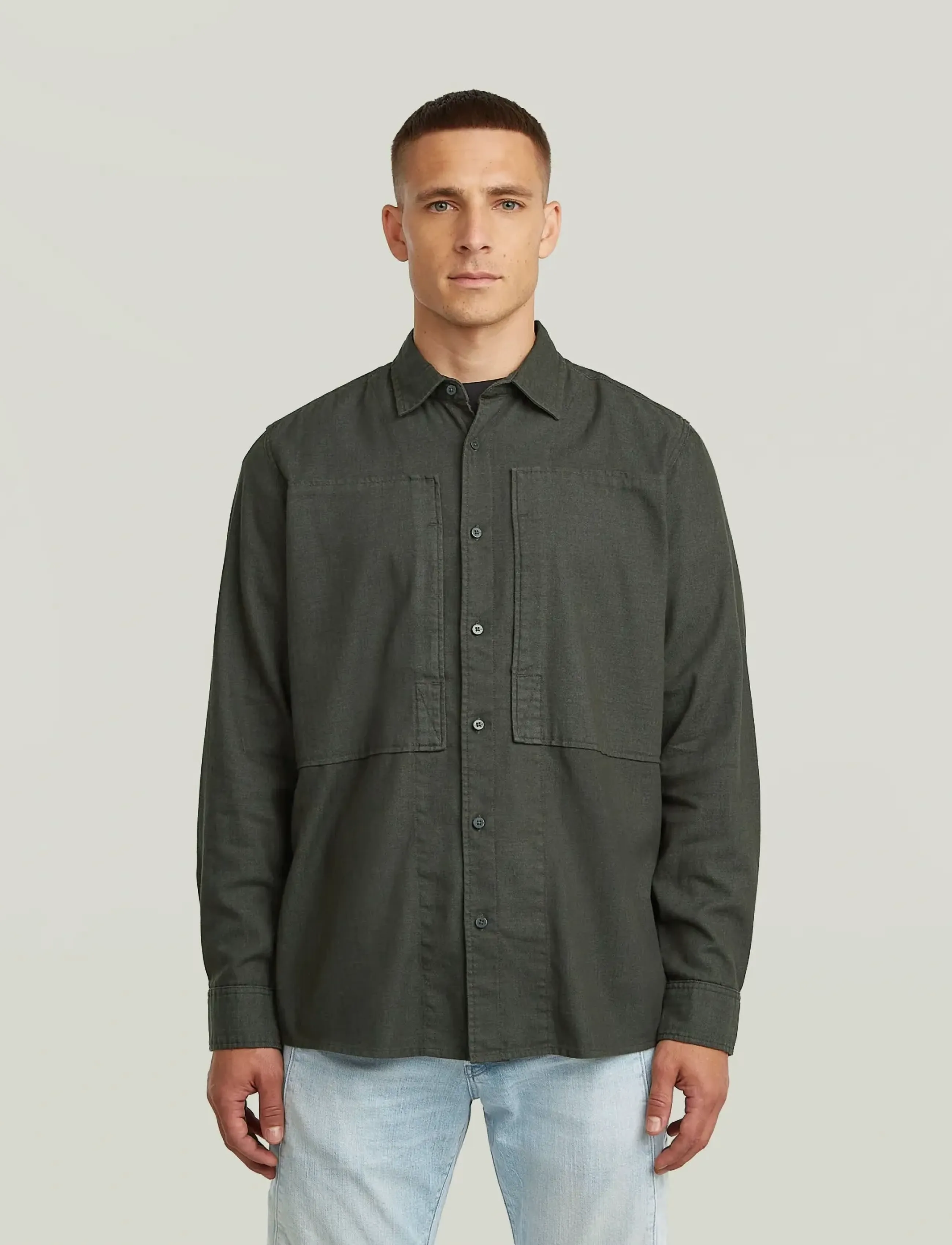 G-Star - Panelled Pkt Regular Shirt l\s - džinsa krekli - asfalt gd - 2
