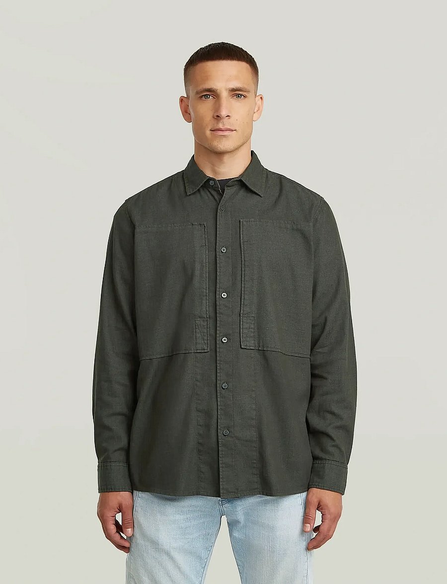 G-Star - Panelled Pkt Regular Shirt l\s - džinsa krekli - asfalt gd - 2
