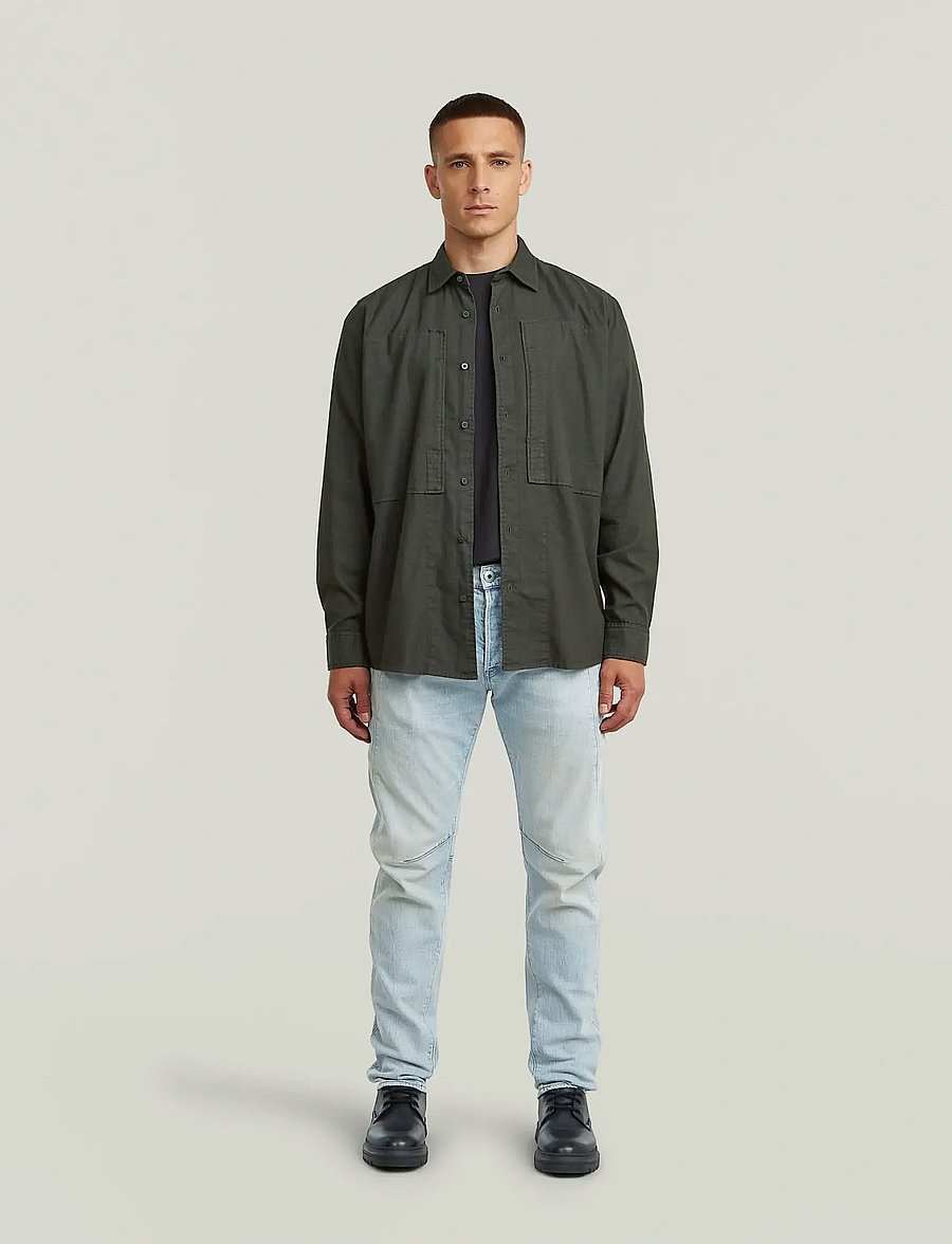 G-Star - Panelled Pkt Regular Shirt l\s - džinsa krekli - asfalt gd - 4