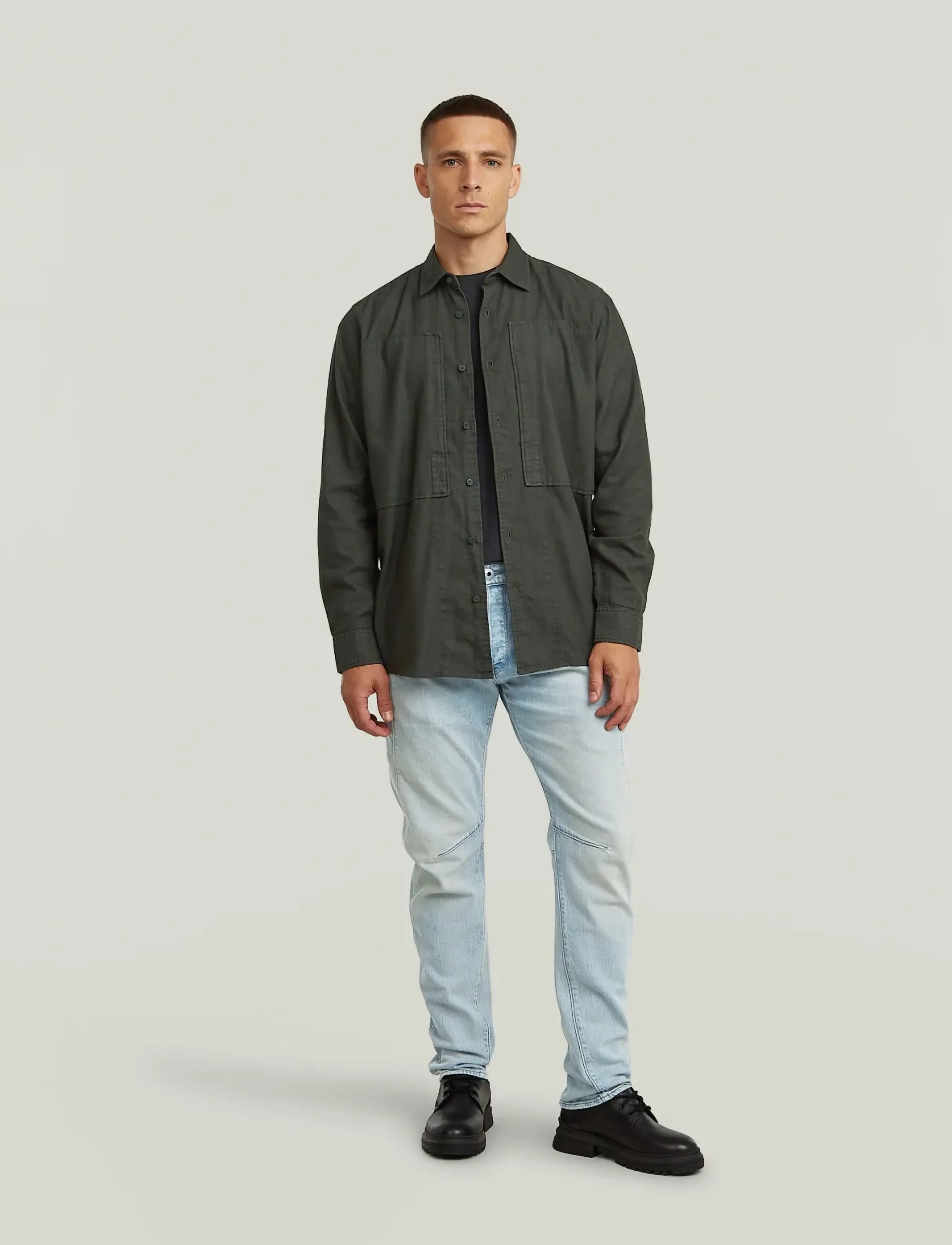 G-Star - Panelled Pkt Regular Shirt l\s - džinsa krekli - asfalt gd - 5
