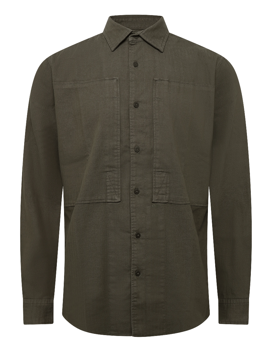 G-Star - Panelled Pkt Regular Shirt l\s - jeanshemden - dark khaki gd - 0