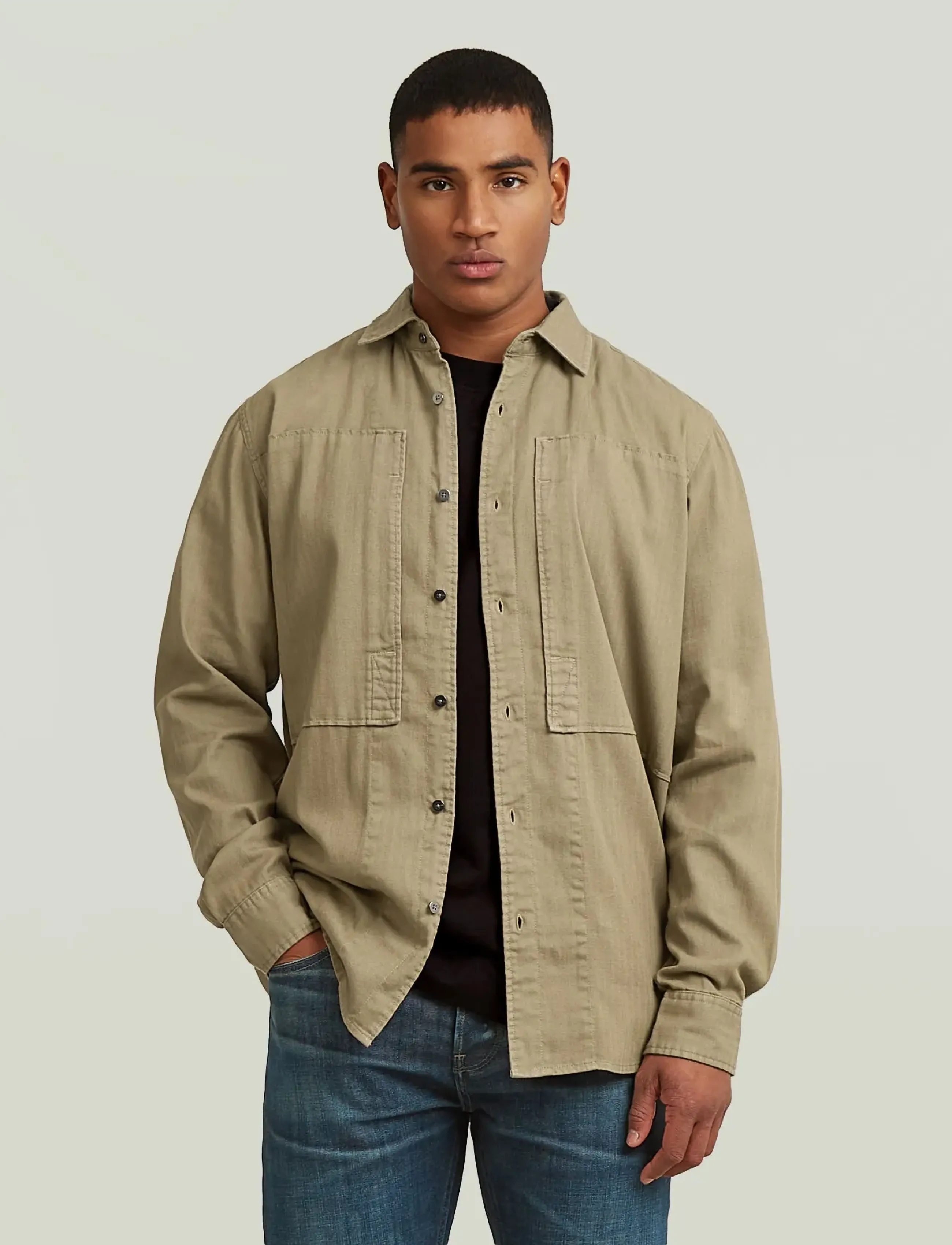 G-Star - Panelled Pkt Regular Shirt l\s - denim shirts - safari gd - 1