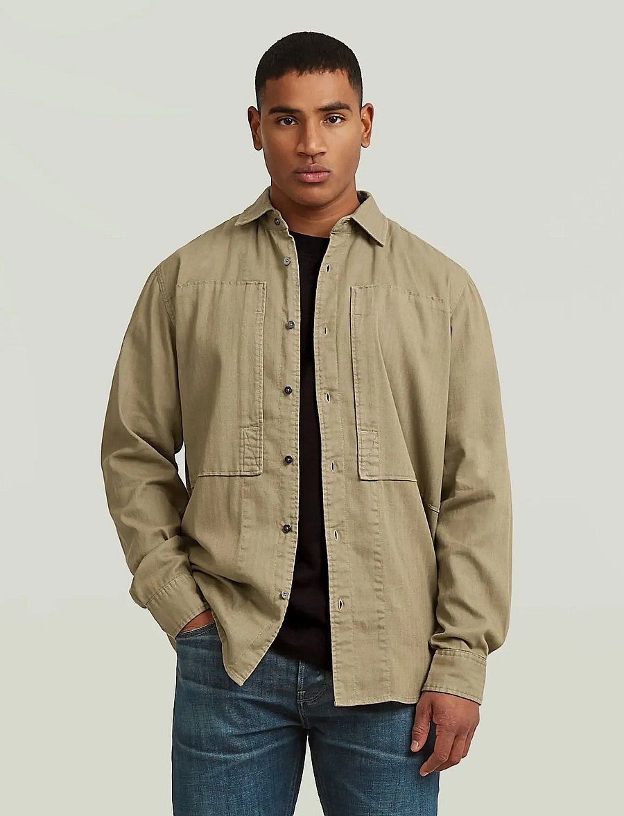 G-Star - Panelled Pkt Regular Shirt l\s - jeansskjortor - safari gd - 1