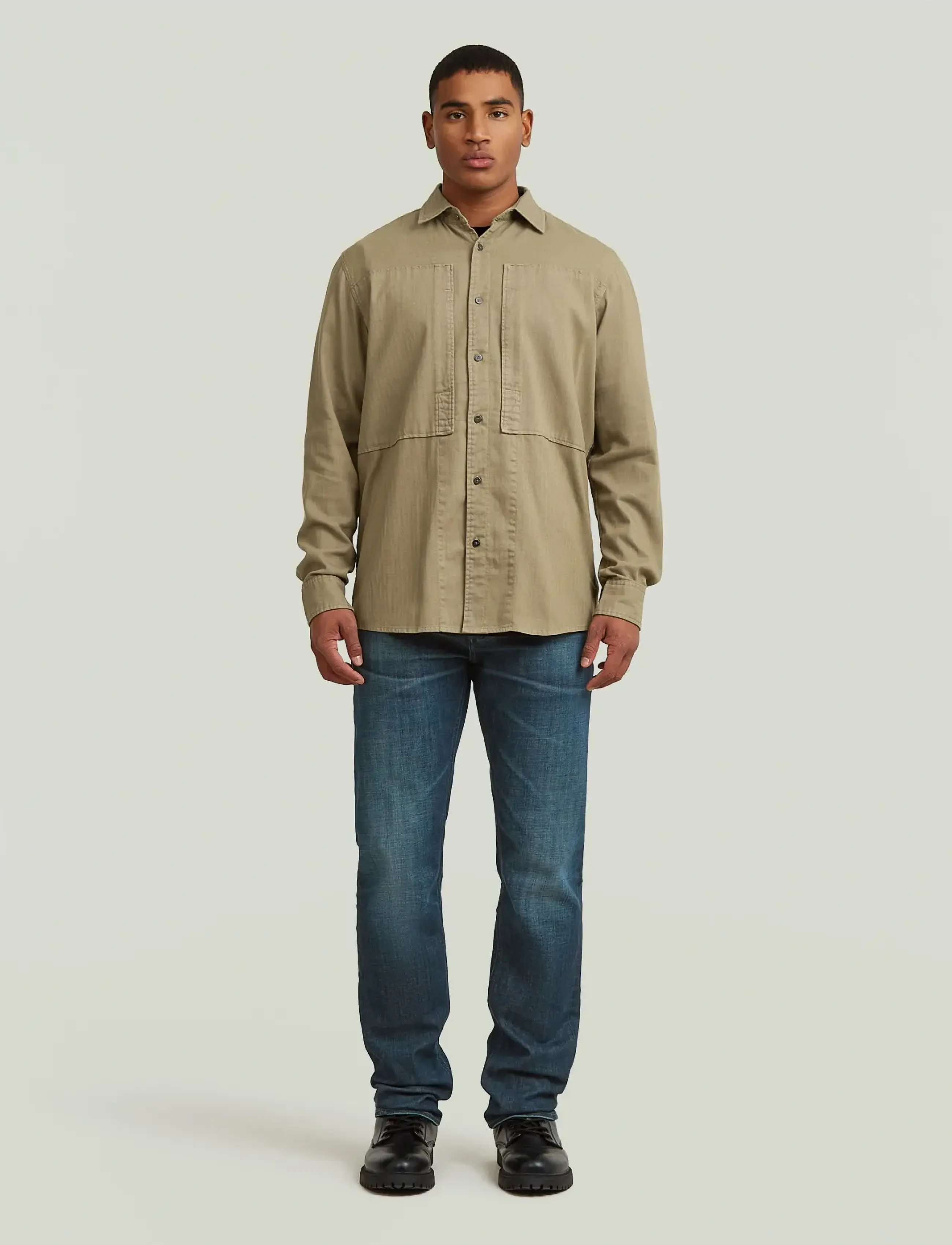 G-Star - Panelled Pkt Regular Shirt l\s - denim shirts - safari gd - 3