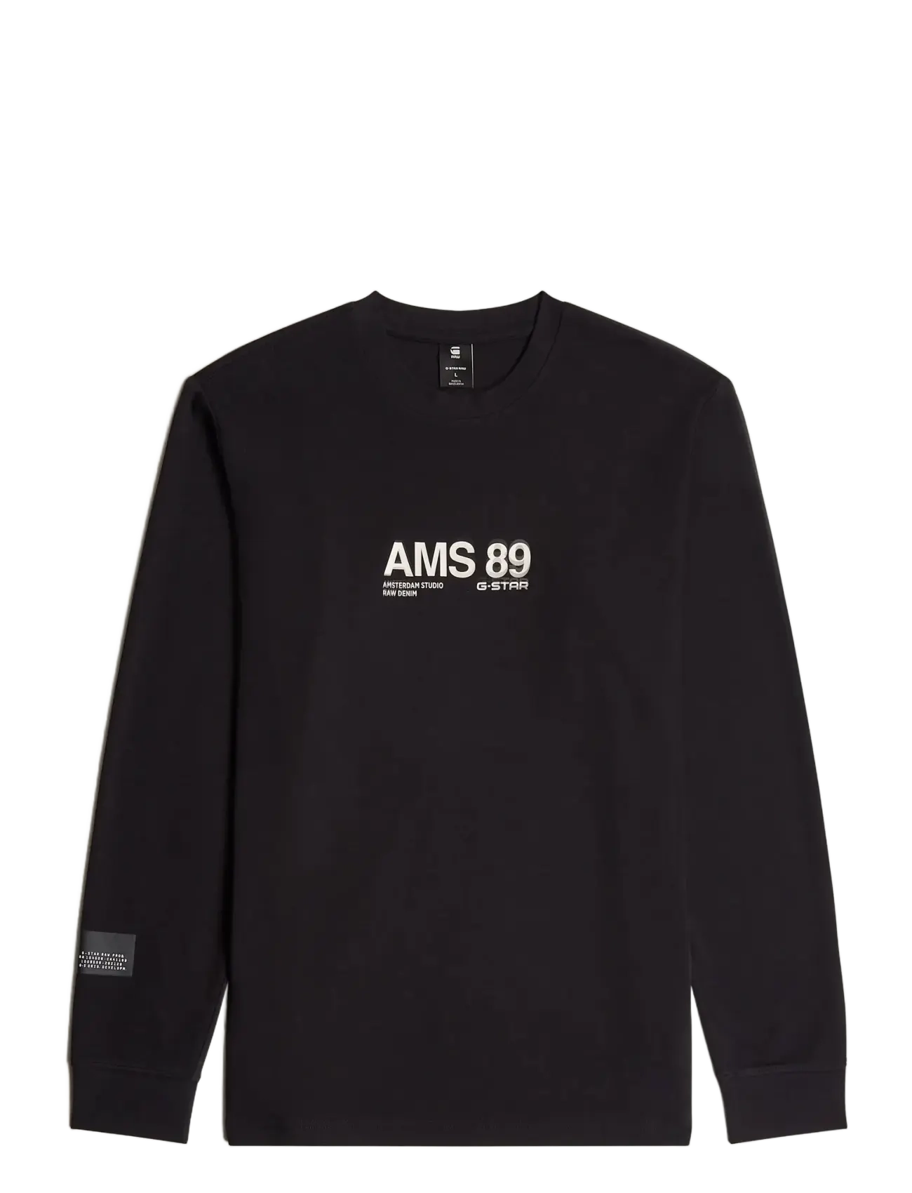 G-Star Ams 89 l\s r t - T-shirts - DK BLACK / black