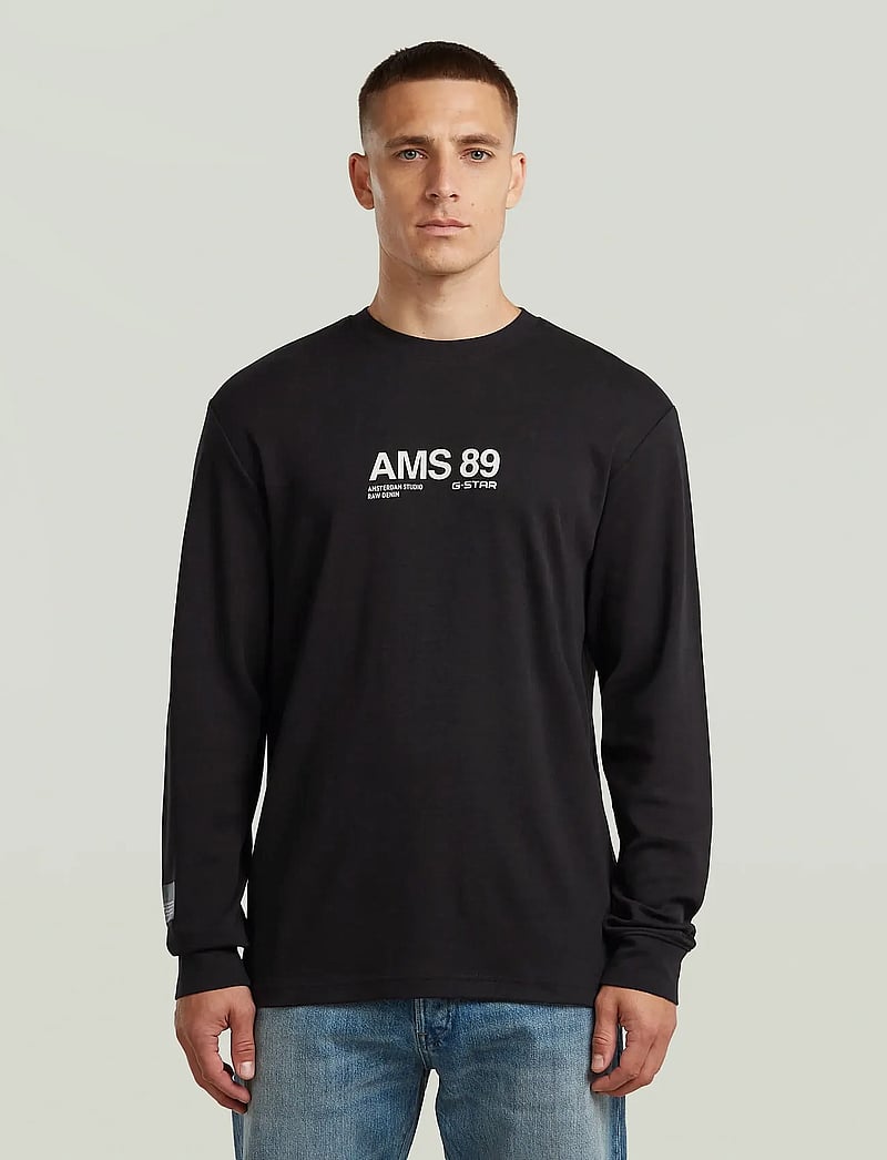 G-Star - Ams 89 l\s r t - langærmede t-shirts - dk black - 3