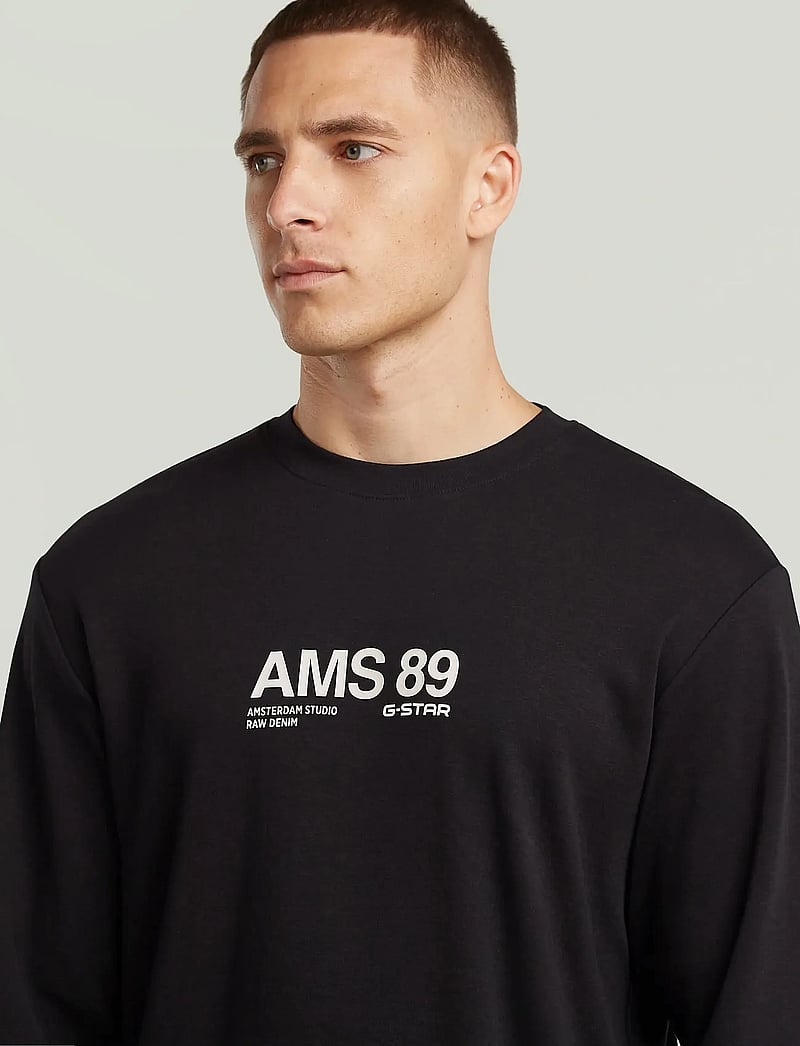 G-Star - Ams 89 l\s r t - langærmede t-shirts - dk black - 4