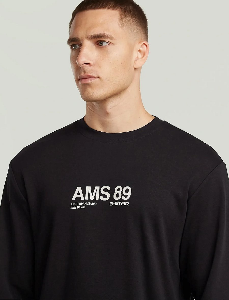 G-Star - Ams 89 l\s r t - långärmade t-shirts - dk black - 4