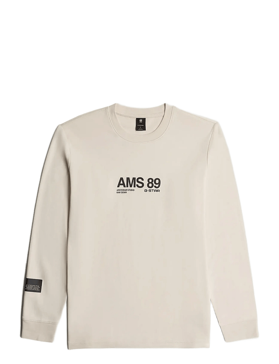 G-Star - Ams 89 l\s r t - langærmede t-shirts - dk talc - 1
