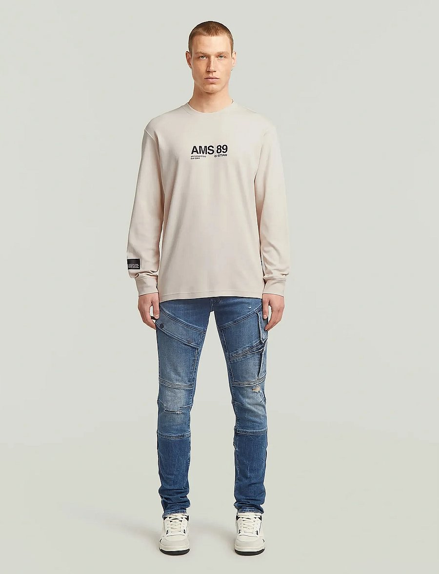 G-Star - Ams 89 l\s r t - langærmede t-shirts - dk talc - 3