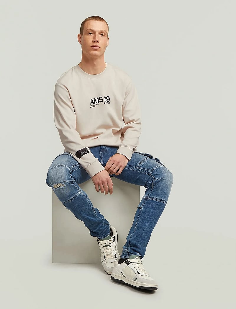 G-Star - Ams 89 l\s r t - långärmade t-shirts - dk talc - 5