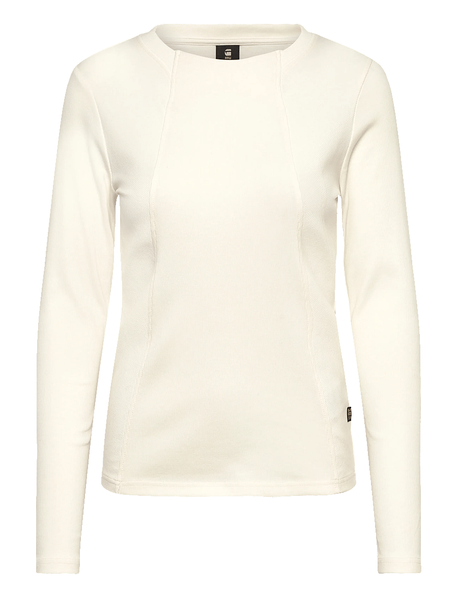 G-Star - A line slim rib r t l\s wmn - long-sleeved tops - milk - 1