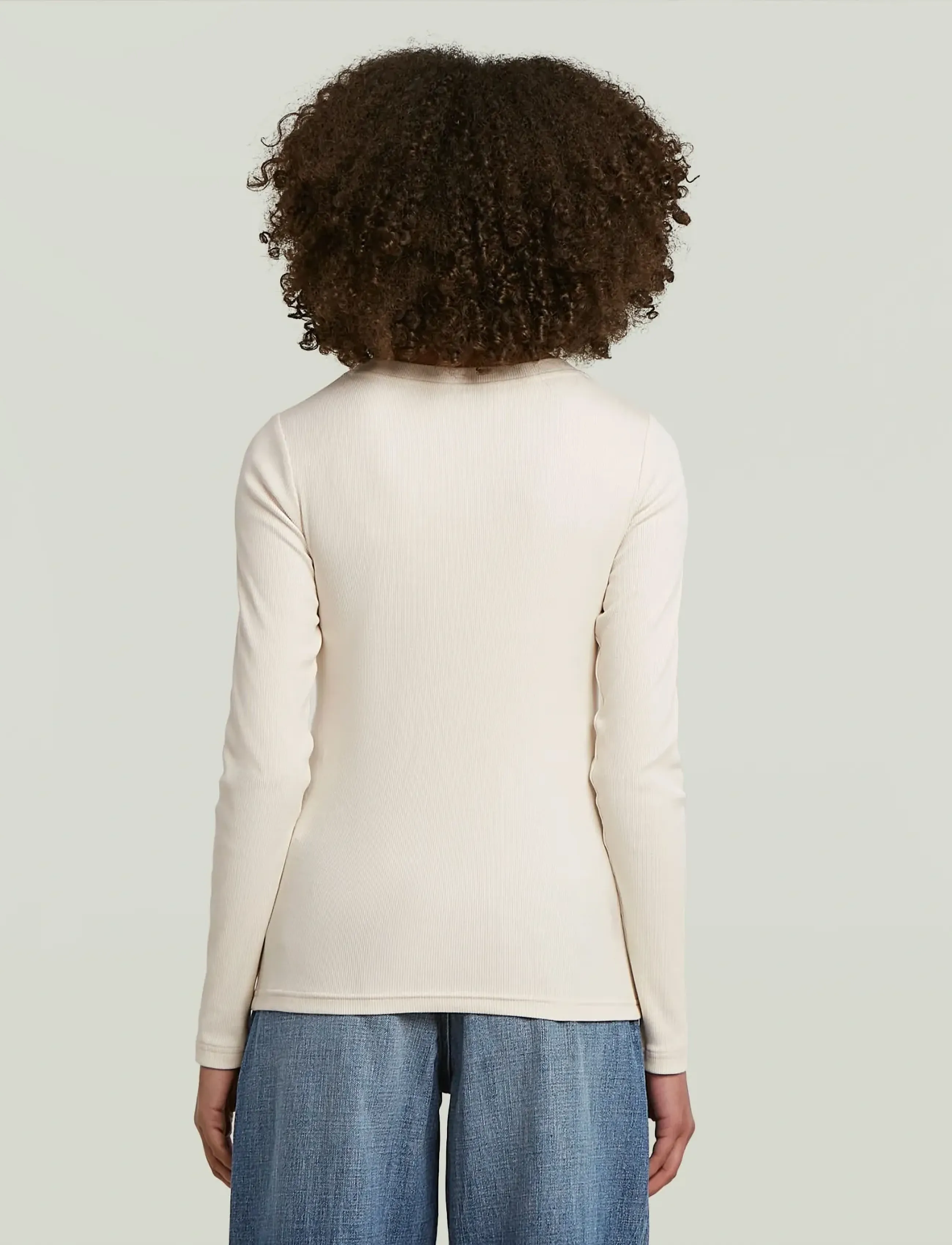 G-Star - A line slim rib r t l\s wmn - langærmede toppe - milk - 3