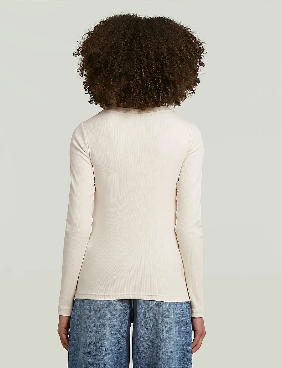 G-Star - A line slim rib r t l\s wmn - long-sleeved tops - milk - 3