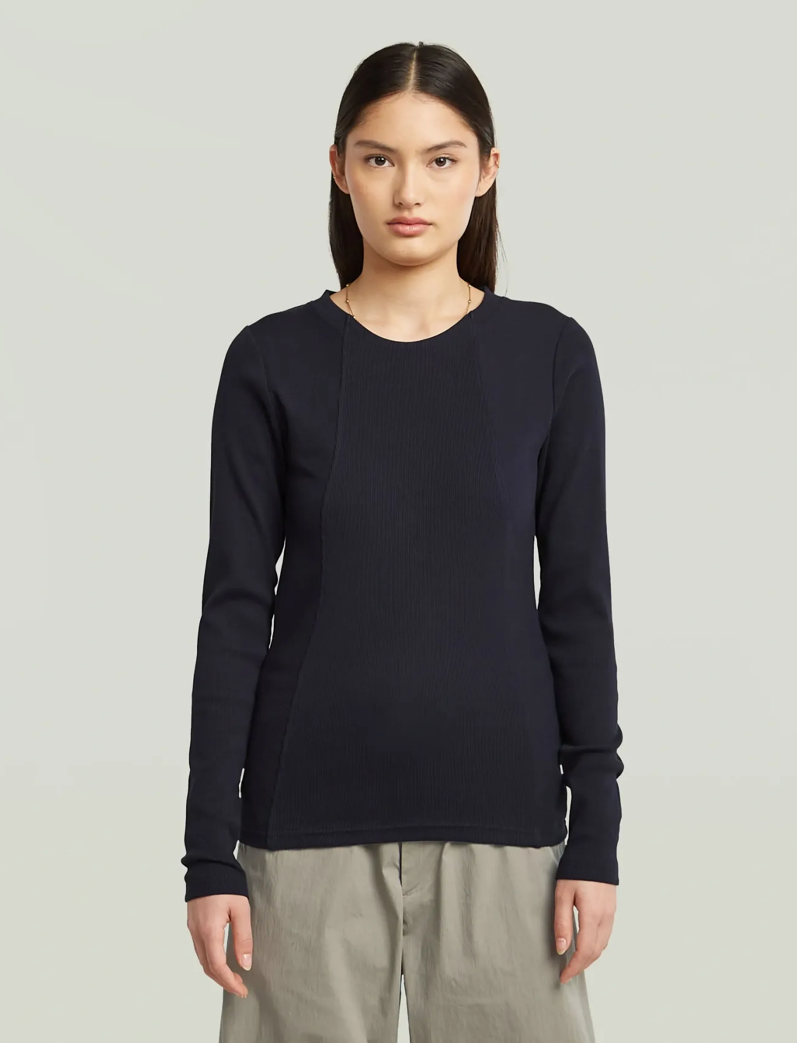 G-Star A Line Slim Rib R T L\S Wmn, XXL, T-shirts & Oberteile, Schwarz - Long-sleeved, Frauen