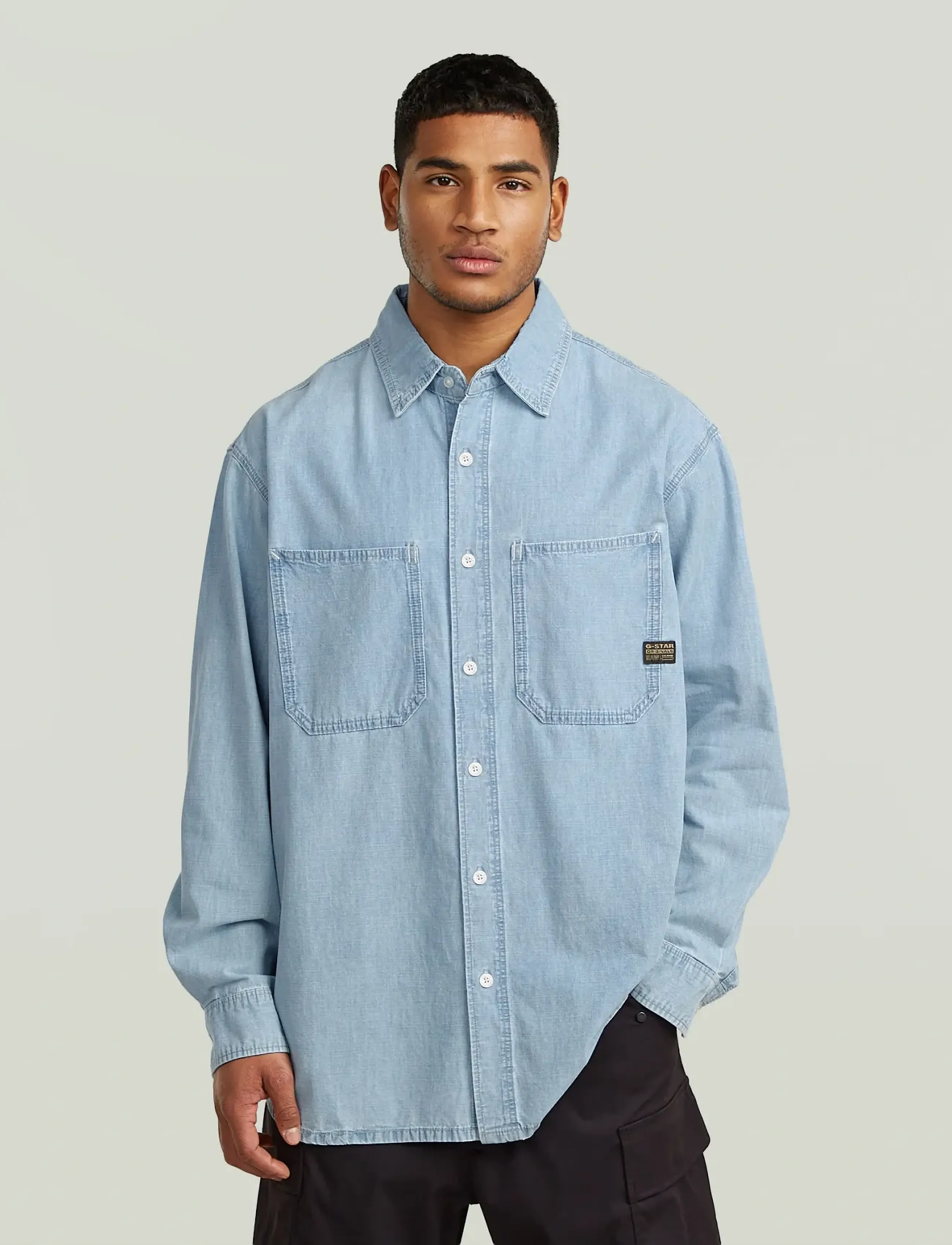 G-Star Relaxed 2-Pkt Shirt L\S, L, Shirts, Blau - Casual Männerswear