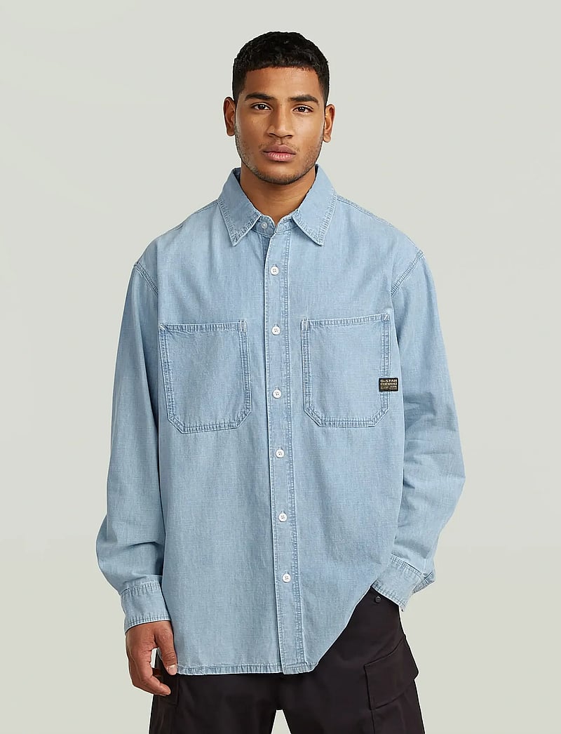 G-Star - Relaxed 2-pkt shirt l\s - jeansskjortor - sun faded smithsonite - 0
