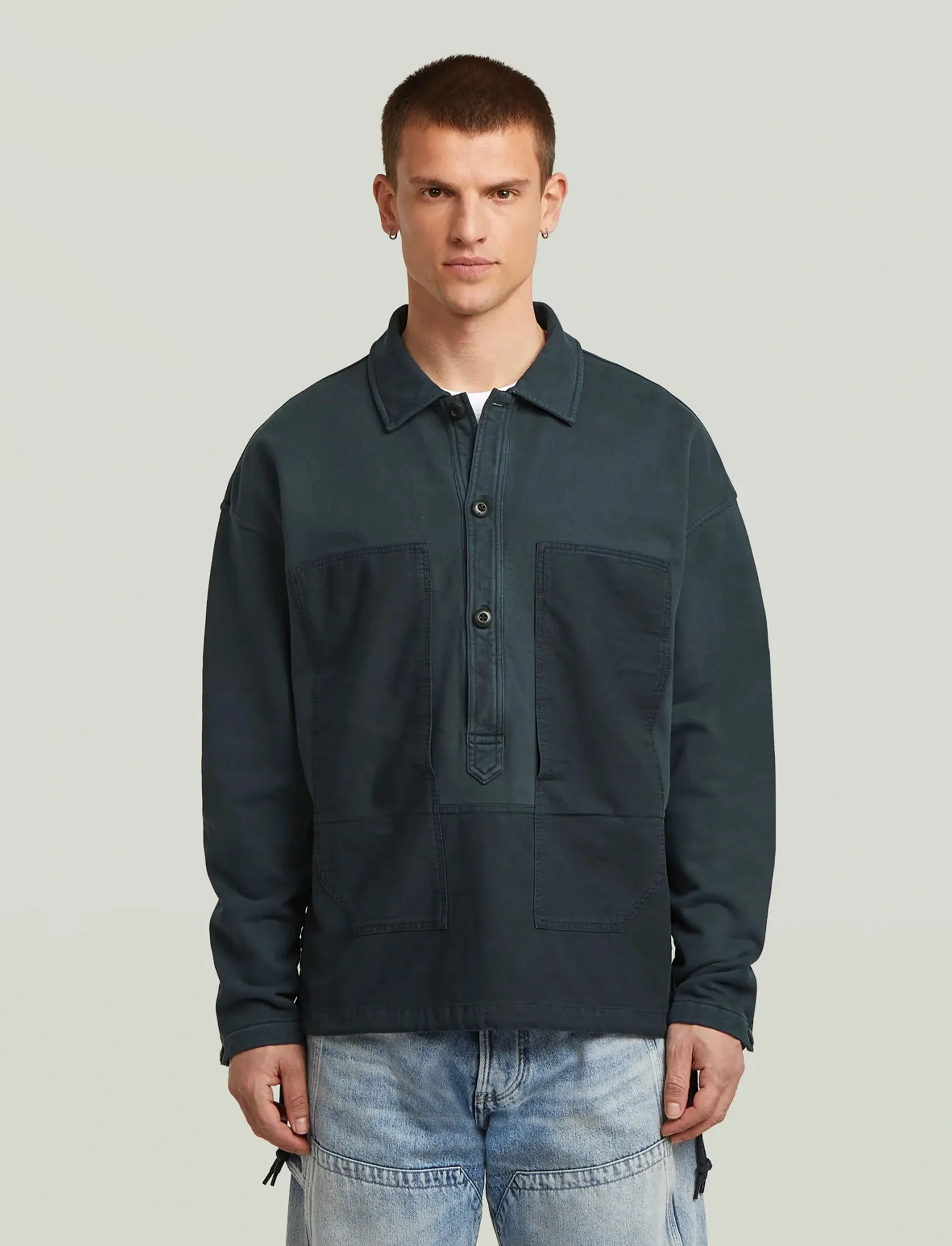 G-Star Washed Fabric Mix Loose Sw, XL, Blue, Overdele > Overtrøjer, Herre