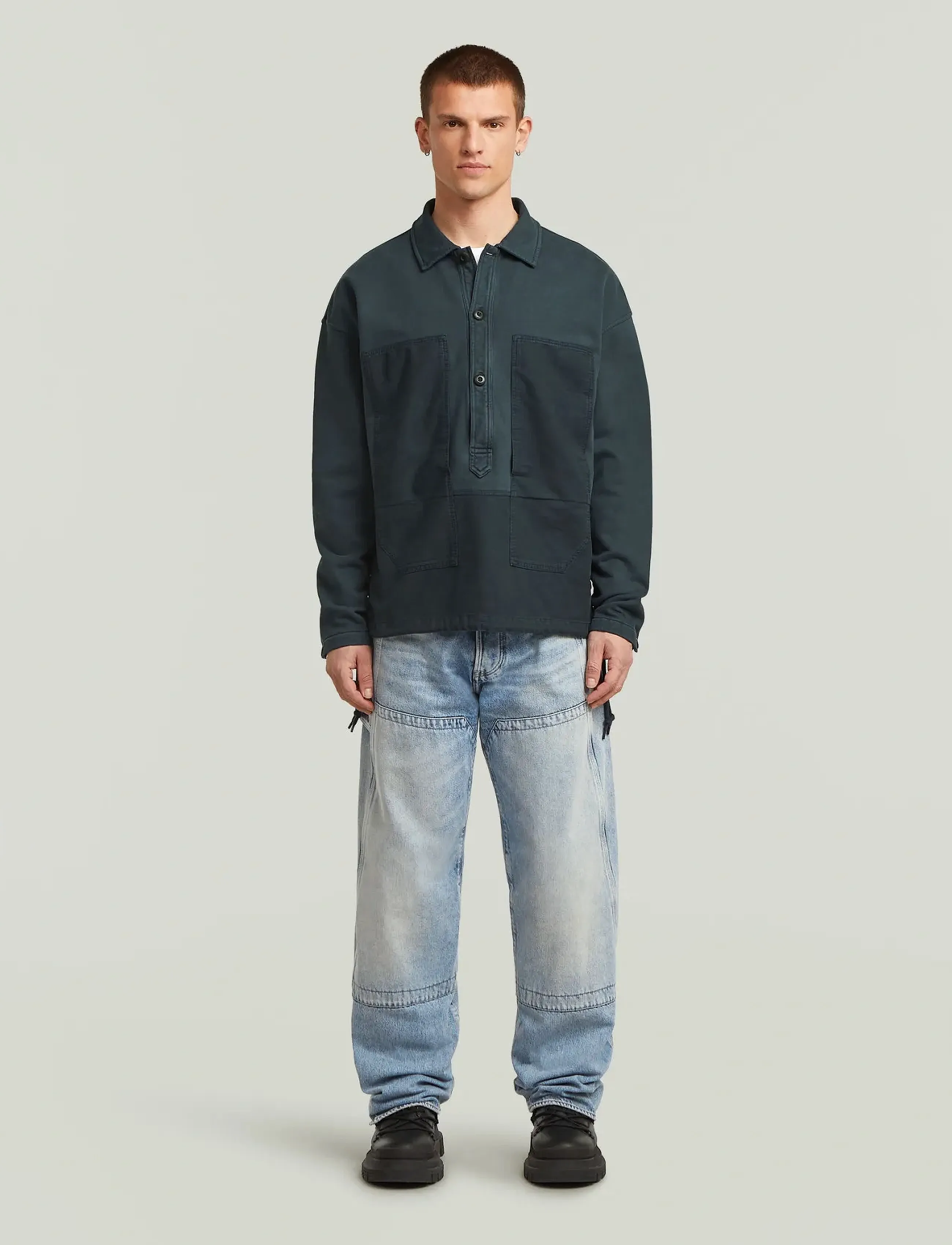 G-Star - Washed fabric mix loose sw - overshirts - dk patriot blue gd - 3