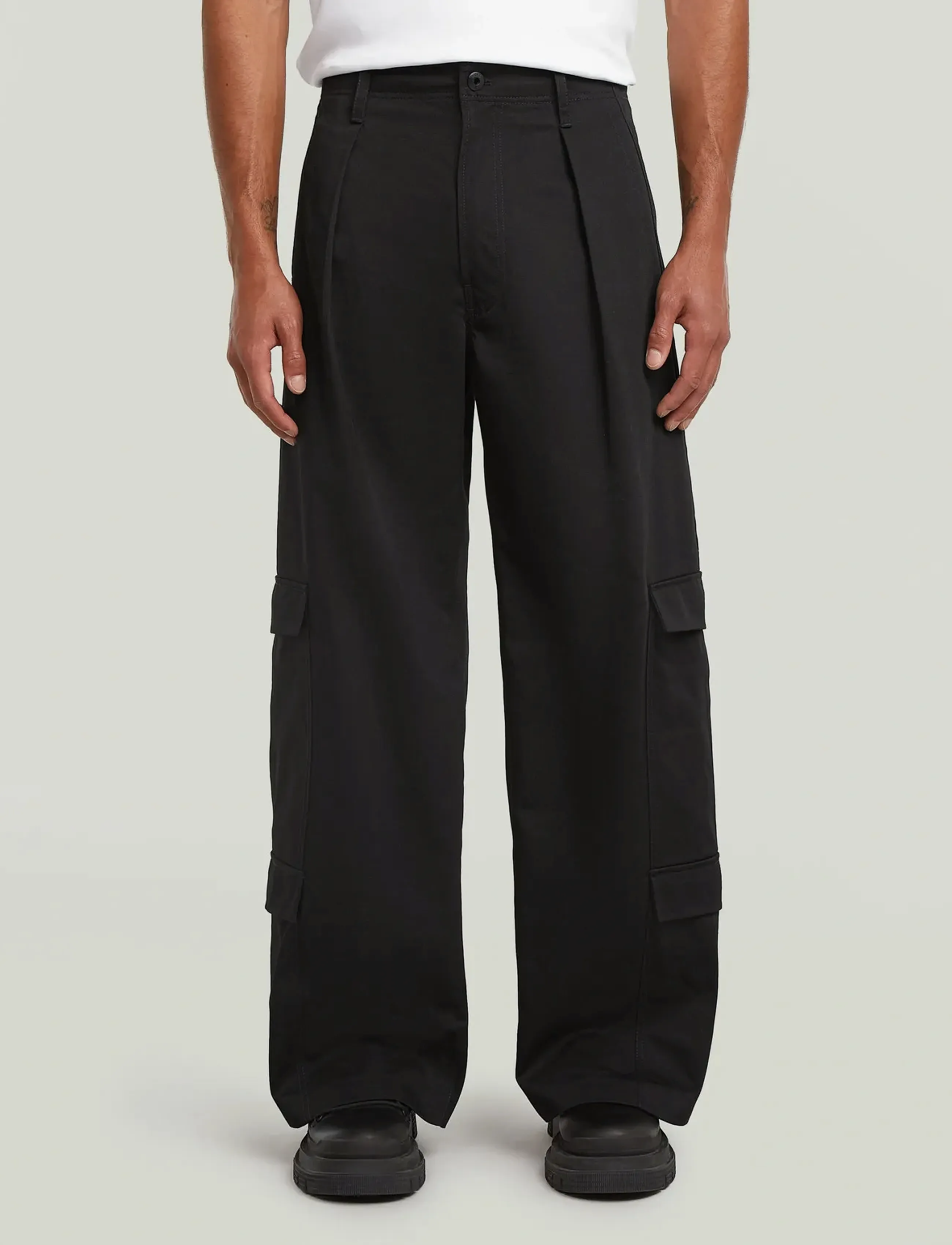 G-Star R-5N 3D Pleated Cargo, Mænd, Vidde Ben Plisserede Cargo Bukser, Sort, Str: 36 x 32