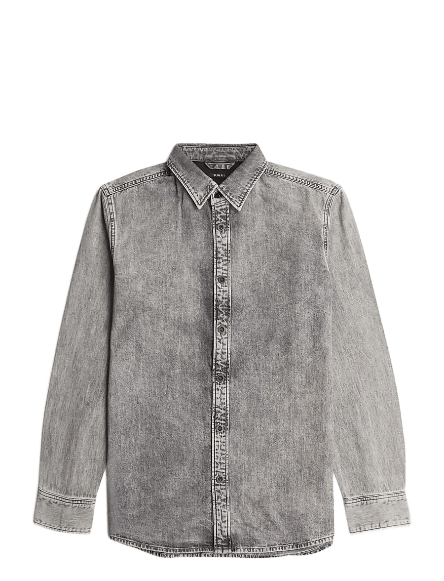 G-Star - Clean slim shirt - denimowe koszulki - sun faded graphite grey - 0