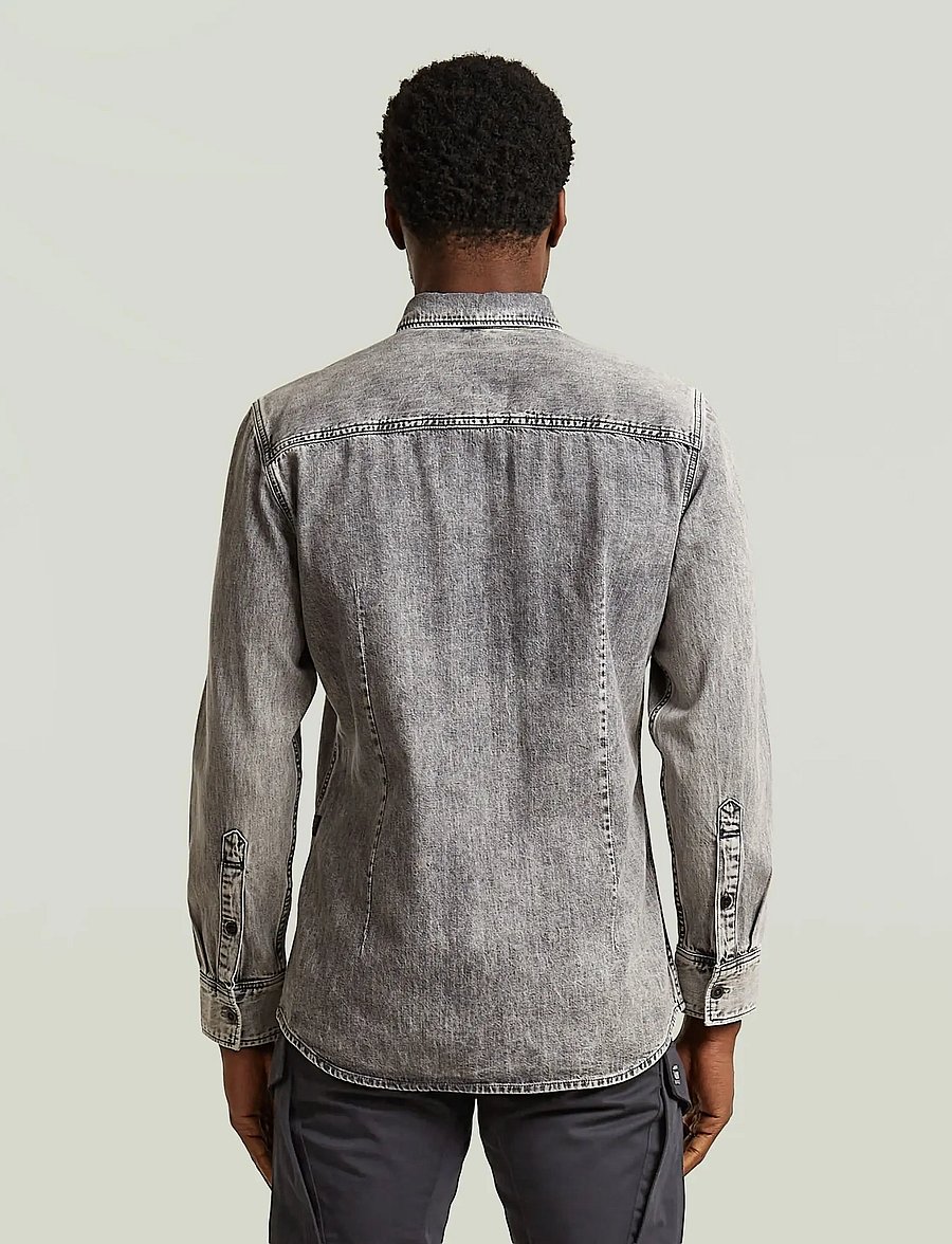 G-Star - Clean slim shirt - denimowe koszulki - sun faded graphite grey - 1