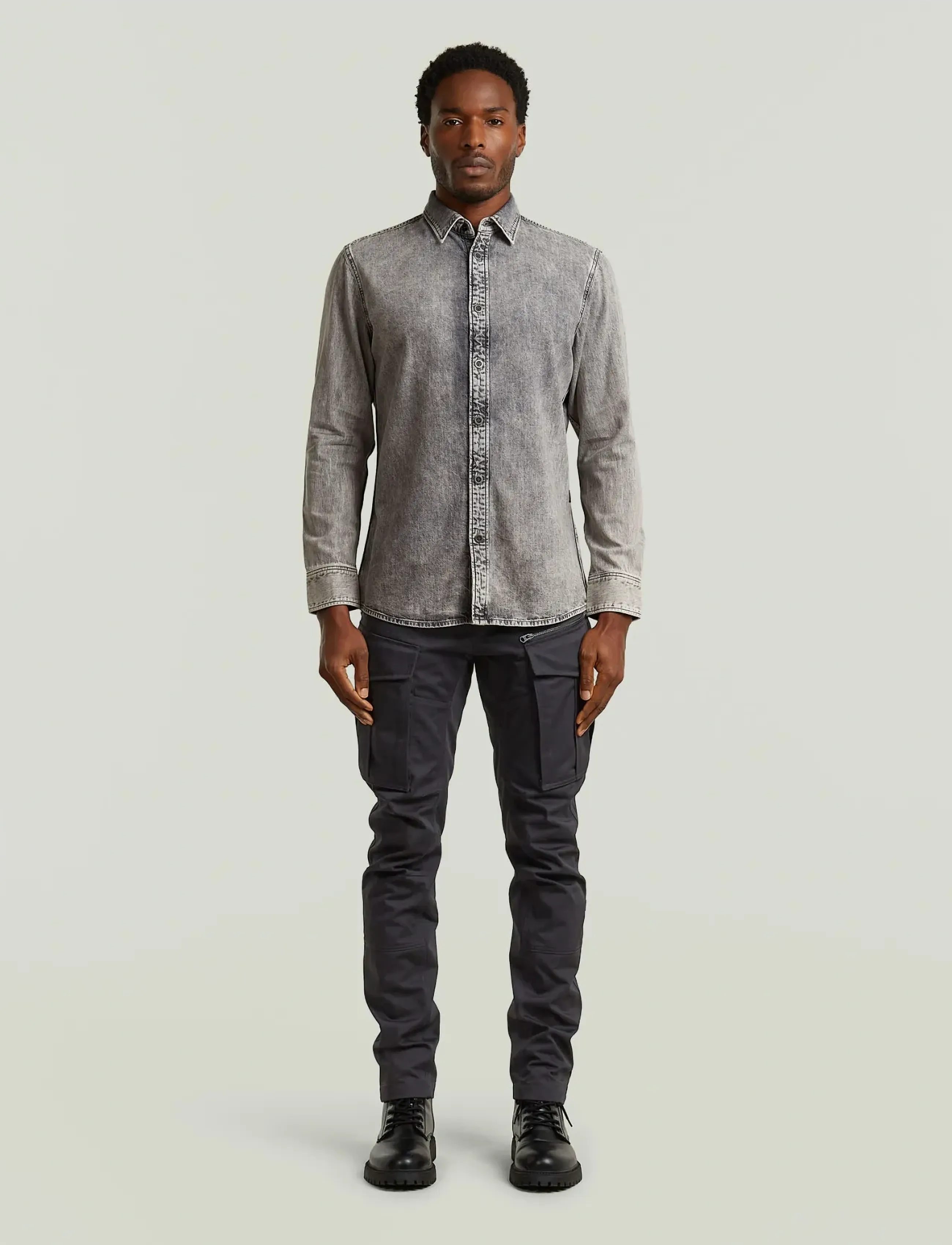 G-Star - Clean slim shirt - farkkupaidat - sun faded graphite grey - 2