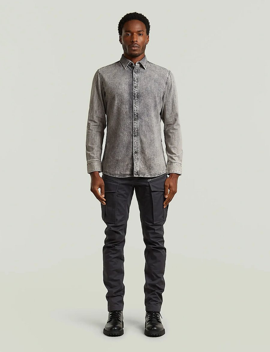 G-Star - Clean slim shirt - denimowe koszulki - sun faded graphite grey - 2