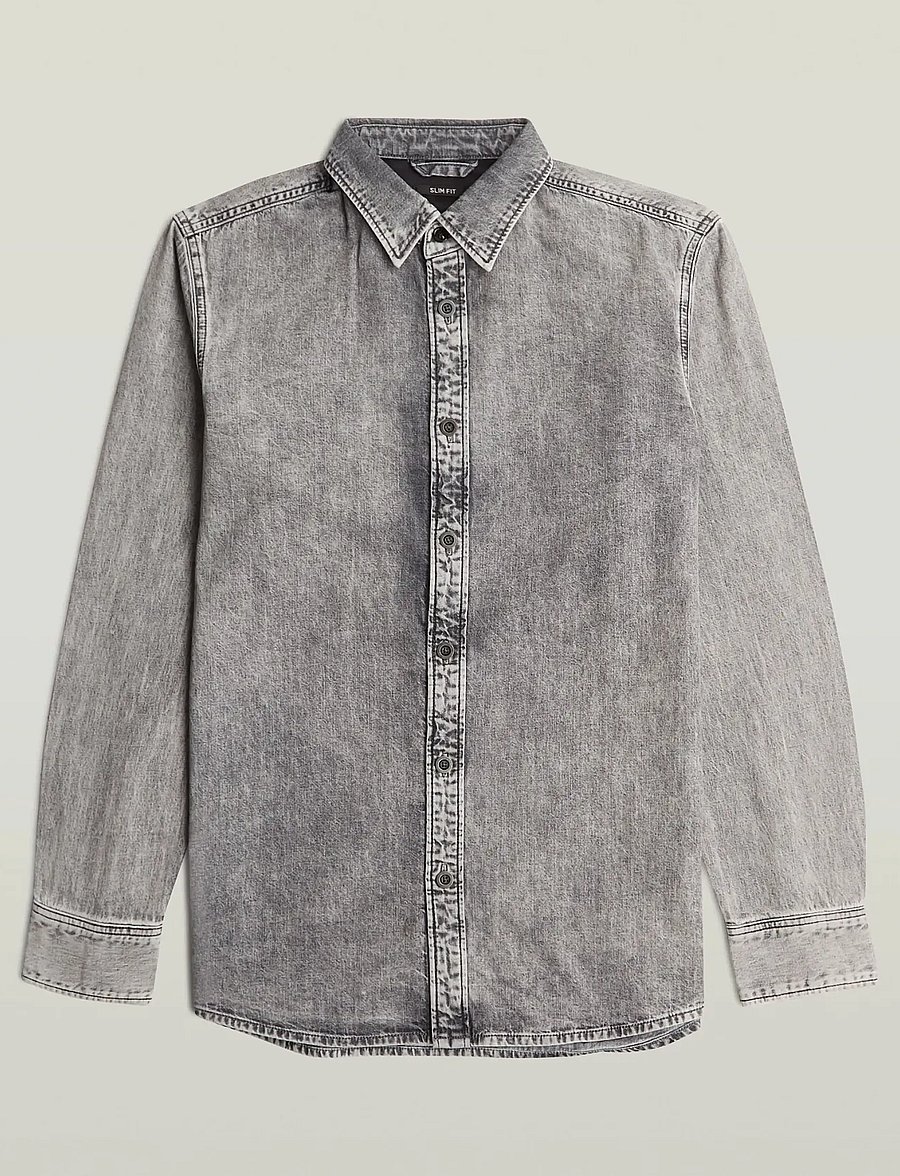 G-Star - Clean slim shirt - denimowe koszulki - sun faded graphite grey - 3