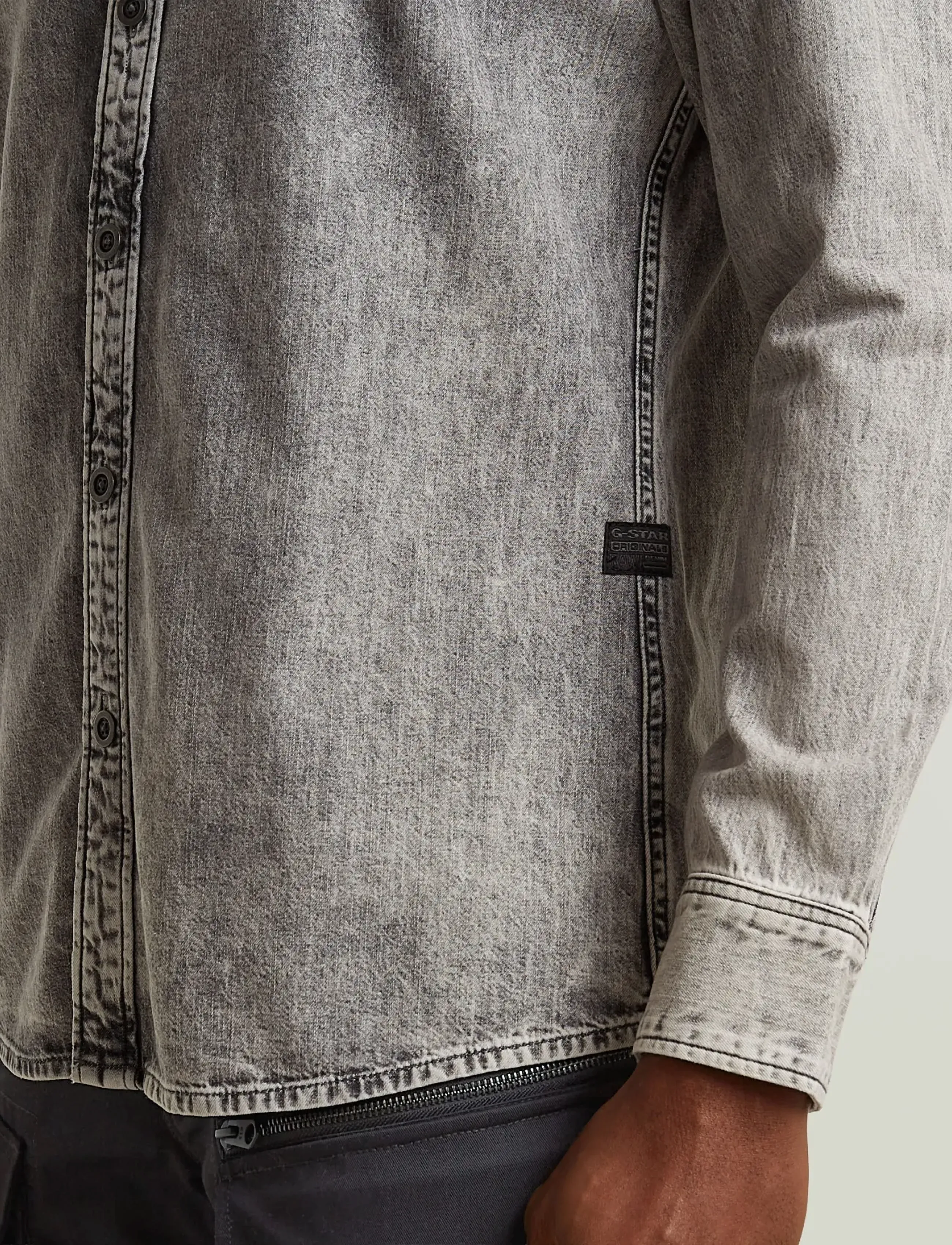 G-Star - Clean slim shirt - farkkupaidat - sun faded graphite grey - 4