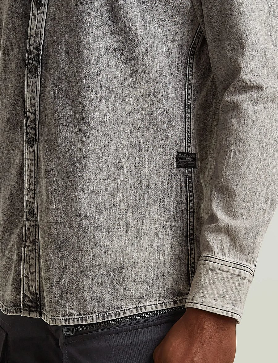 G-Star - Clean slim shirt - denimowe koszulki - sun faded graphite grey - 4