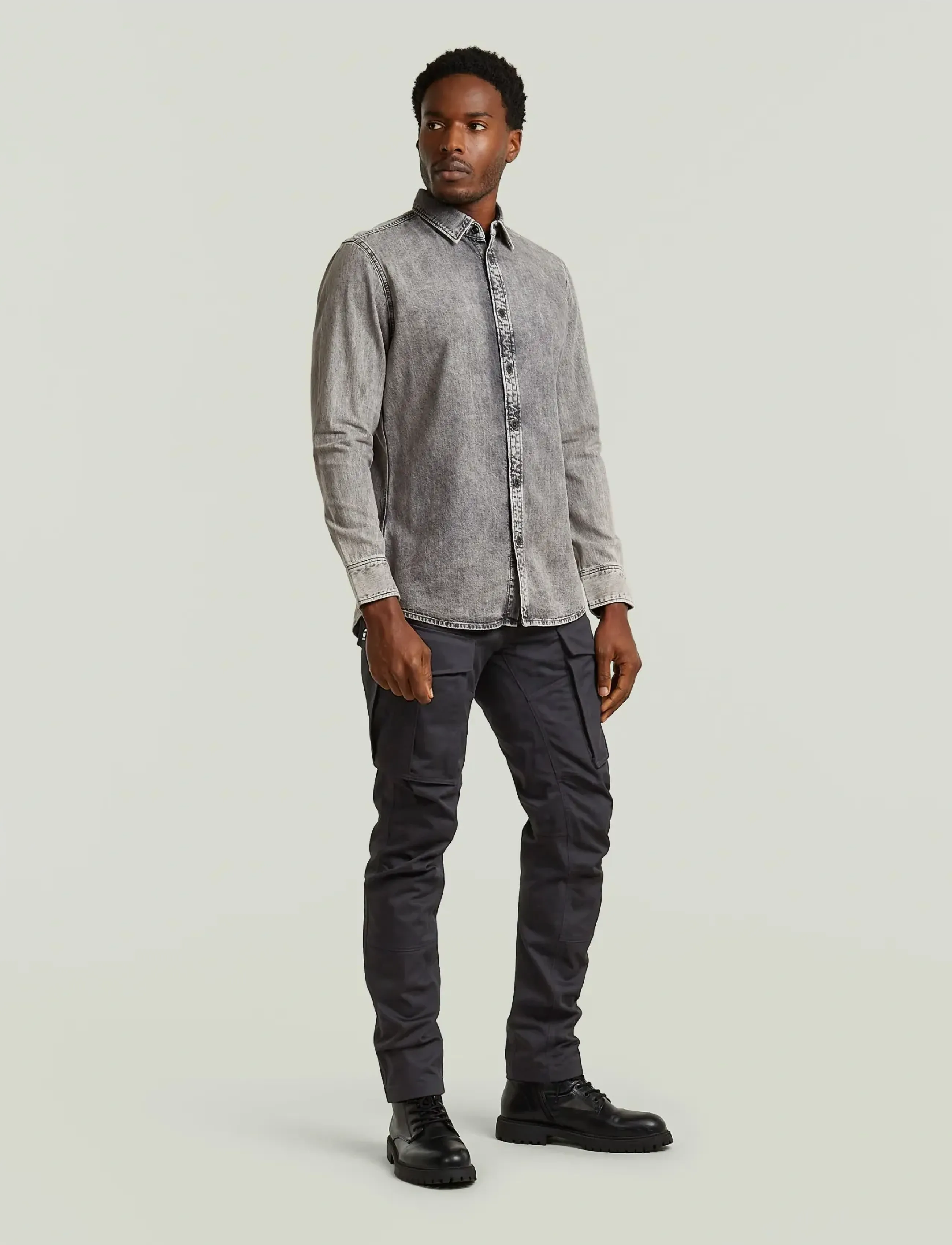 G-Star - Clean slim shirt - farkkupaidat - sun faded graphite grey - 5