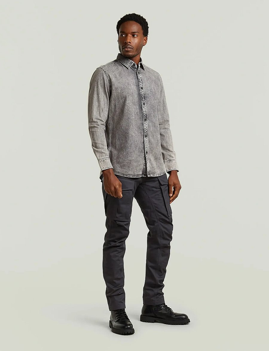 G-Star - Clean slim shirt - denimowe koszulki - sun faded graphite grey - 5