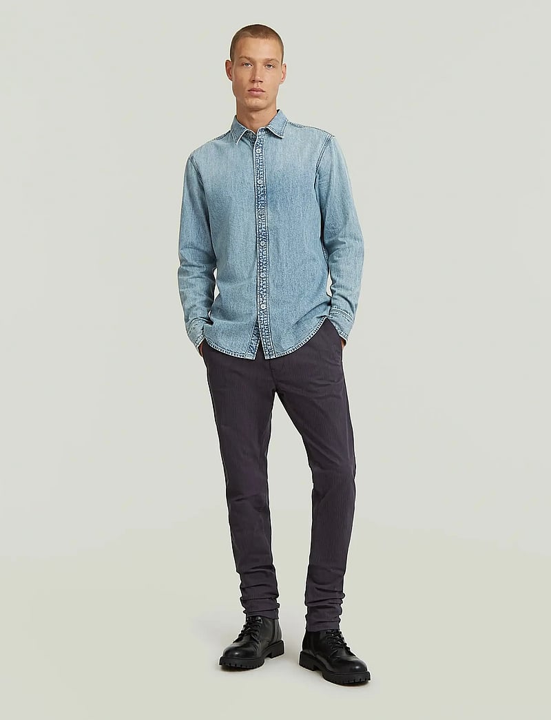 G-Star - Clean slim shirt - denimskjorter - sun faded pacific blue - 5