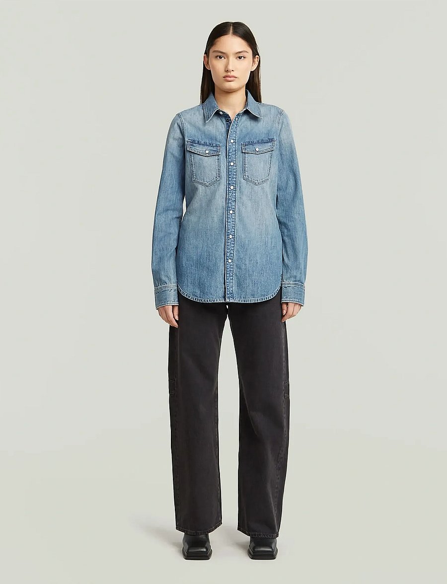 G-Star - Slim western shirt l\s wmn - denimskjorter - antique faded thames - 4