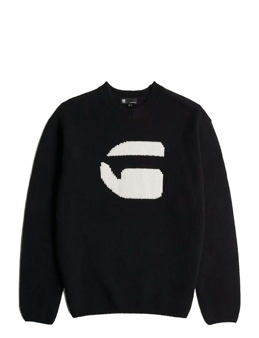 G-Star - G logo relaxed r knit - rundhals - dk black - 1