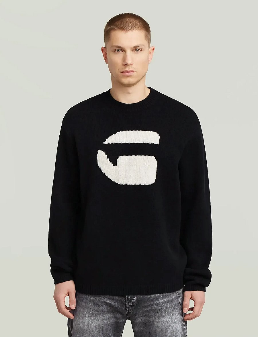 G-Star - G logo relaxed r knit - rundhals - dk black - 0