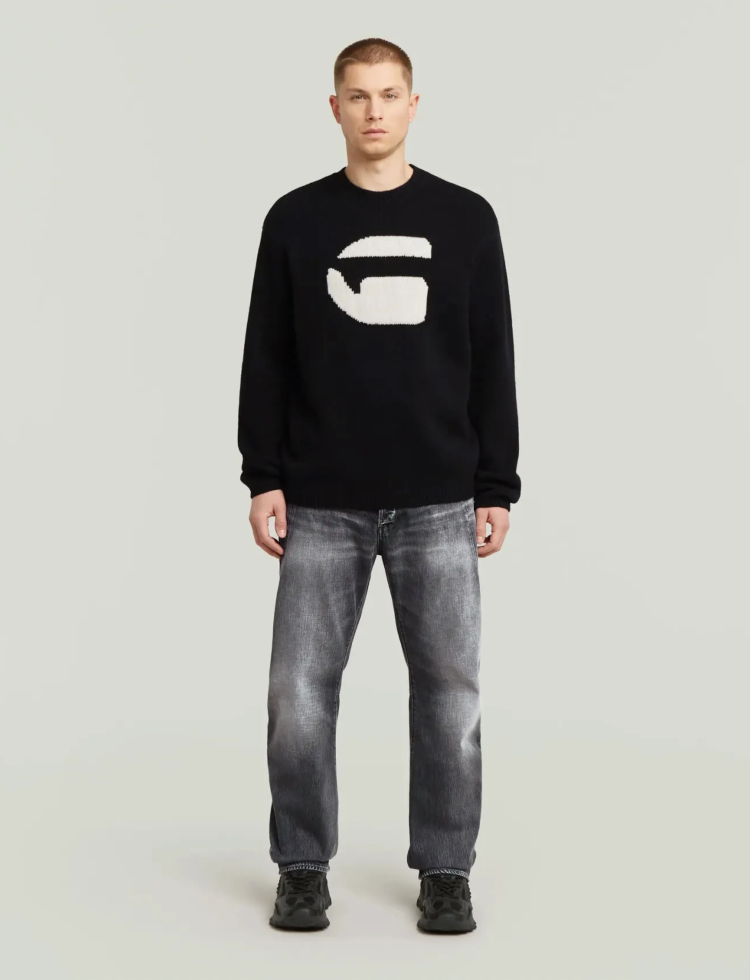 G-Star - G logo relaxed r knit - rundhals - dk black - 3