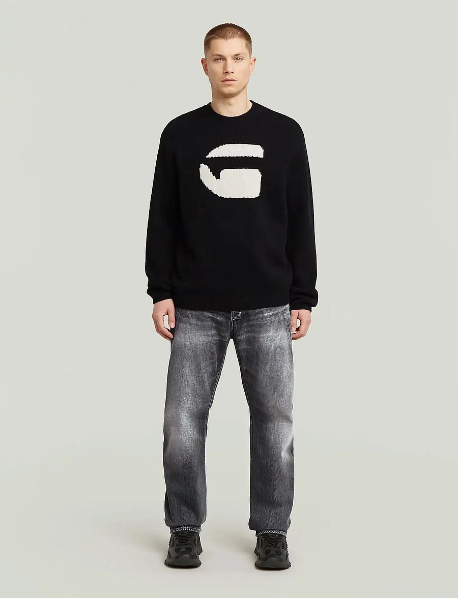 G-Star - G logo relaxed r knit - rundhals - dk black - 3