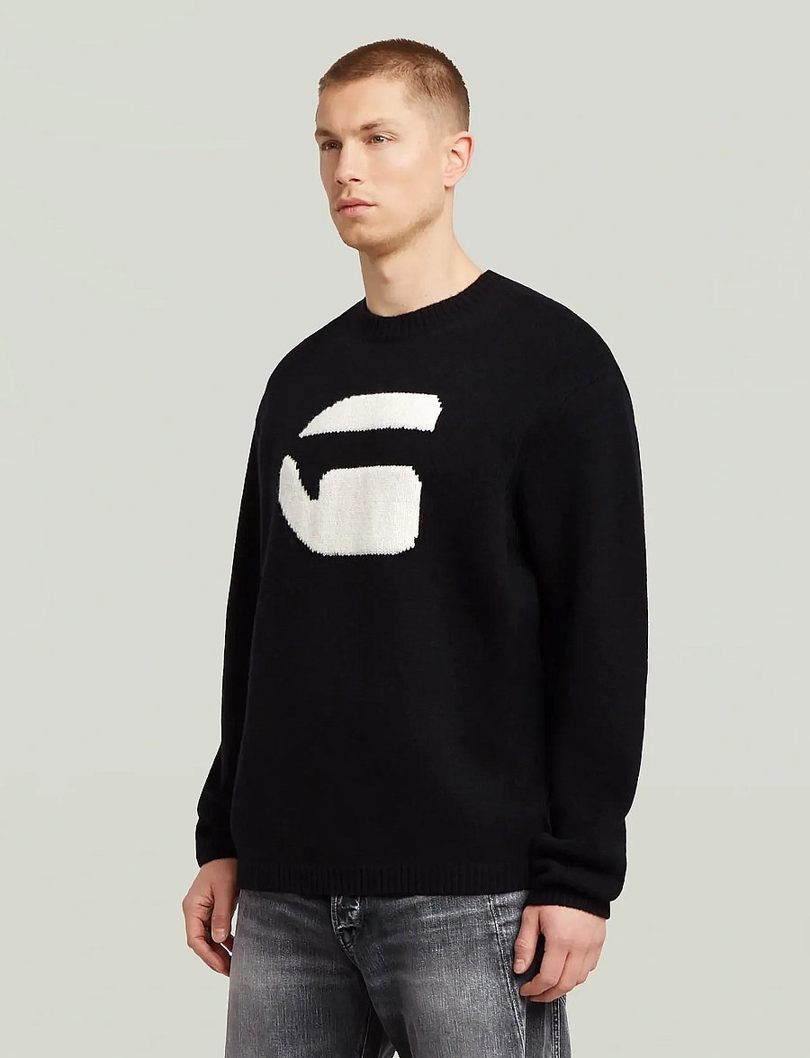 G-Star - G logo relaxed r knit - rundhals - dk black - 5