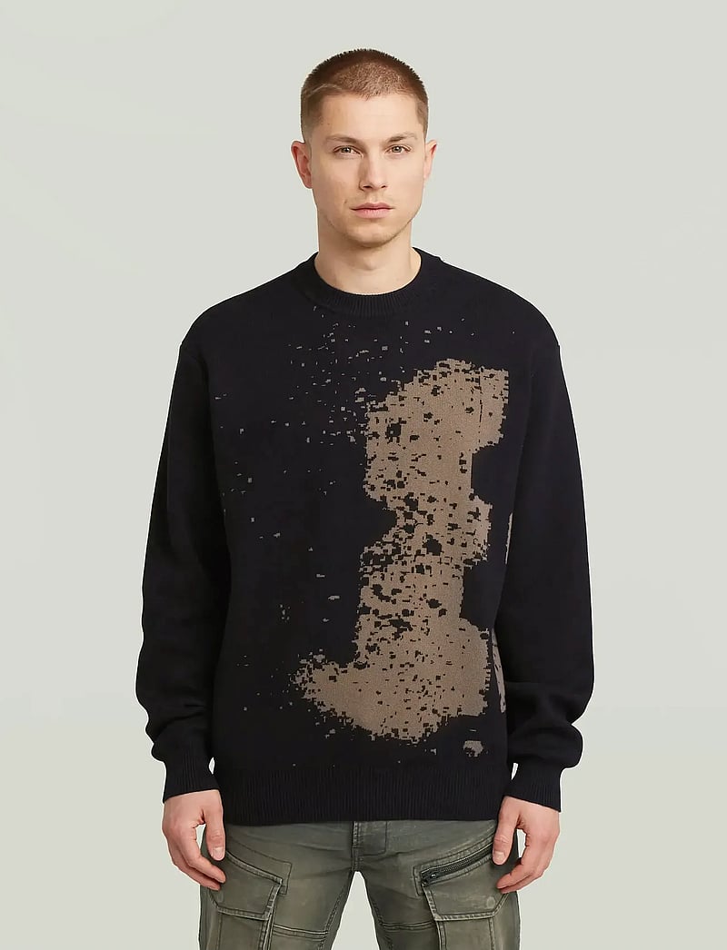 G-Star - Sprayed 89 gr relaxed r knit - rundhals - dk black - 0