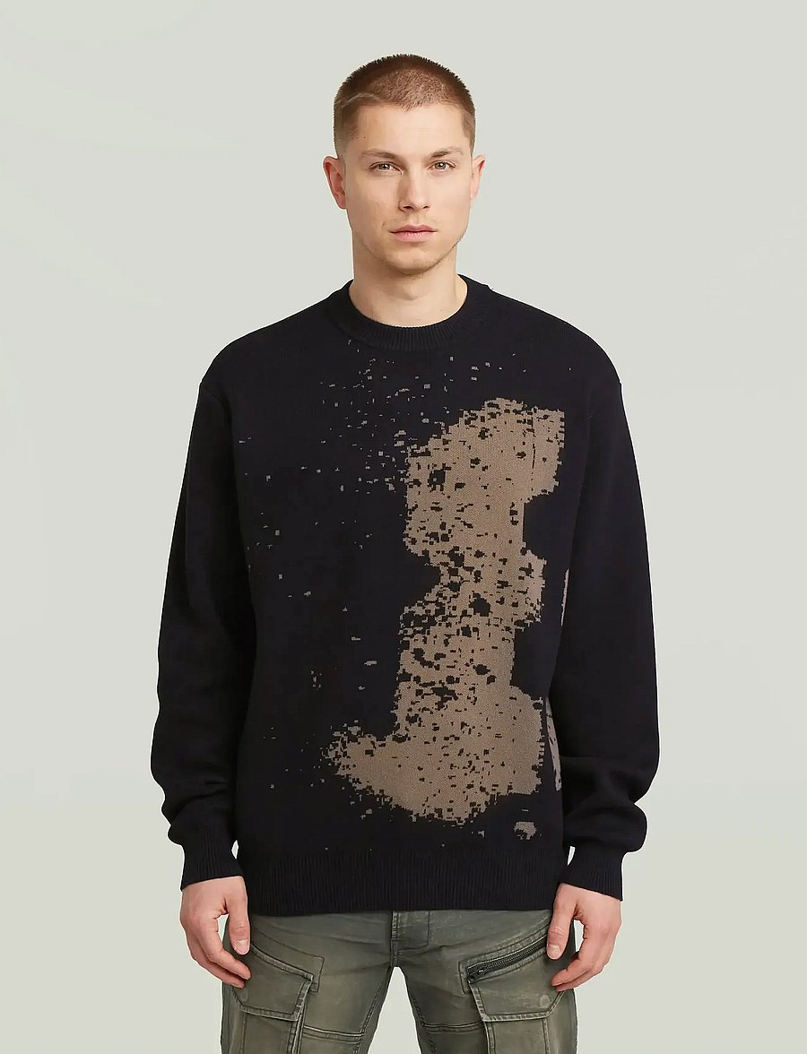 G-Star - Sprayed 89 gr relaxed r knit - rundhals - dk black - 0