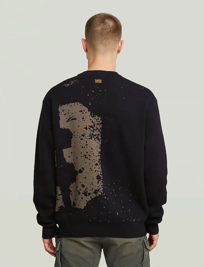 G-Star - Sprayed 89 gr relaxed r knit - rundhals - dk black - 2