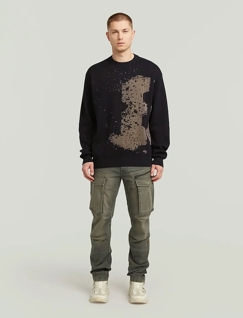 G-Star - Sprayed 89 gr relaxed r knit - rundhals - dk black - 3