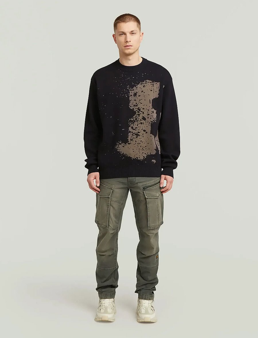 G-Star - Sprayed 89 gr relaxed r knit - rundhals - dk black - 3
