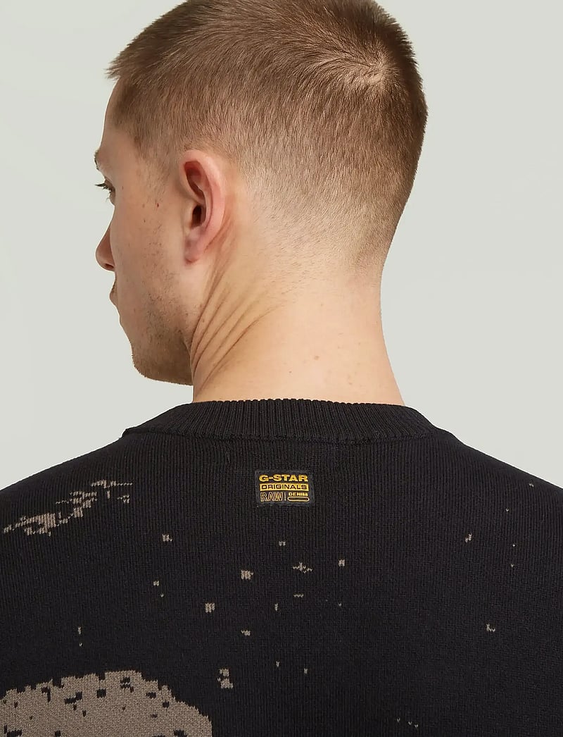 G-Star - Sprayed 89 gr relaxed r knit - rundhals - dk black - 4