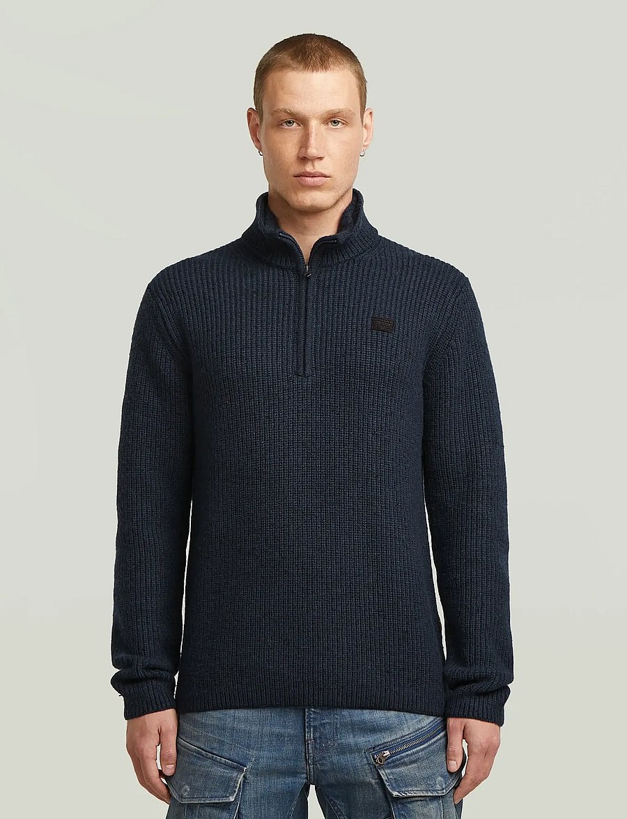 G-Star - Double collar half zip knit - half zip-tröjor - dk patriot blue - 0