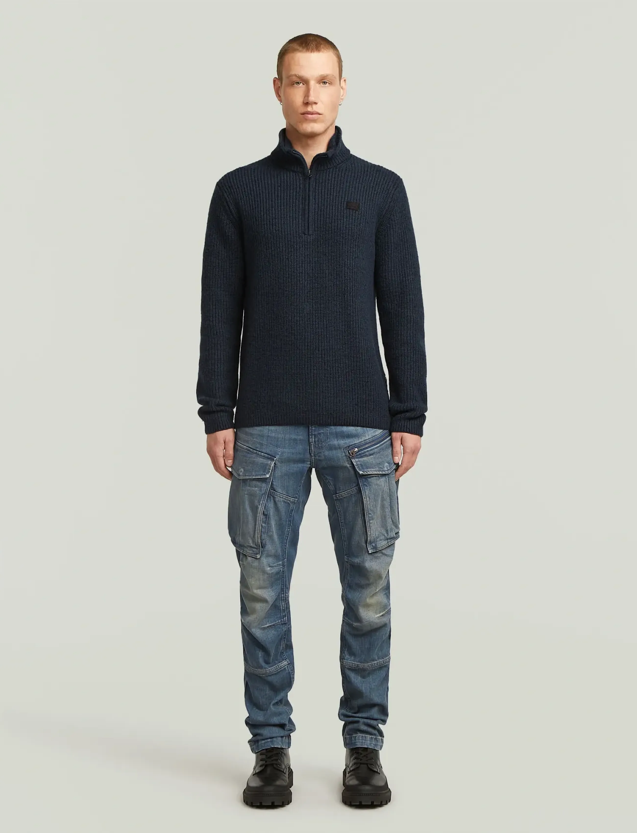 G-Star - Double collar half zip knit - half zip-tröjor - dk patriot blue - 4